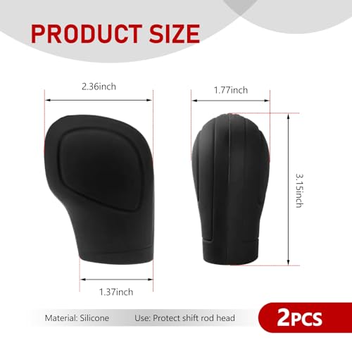 Yumfugu 2 PCS Car Gear Shift Head Cover, Comfortable Handle Handbrake Shifter Cover, Anti-Slip Auto Knob Gear Stick Protector, Replacement Decorative Accessories, Suitable for Most Models (Black) - Thumbnail 2