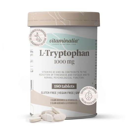 L-Triptófano 1000 MG de Vitaminalia | 180 Tabletas con 100% Puro Aminoácido Triptófano para Mejorar el Estado de Ánimo + Aumentar Serotonina + Dormir Mejor | No-GMO, Vegano, Sin Gluten