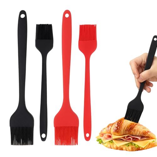 4 PCS Silicone Basting Pastry Brush,Heat Resistant Cooking Brush for Oil Butter Sauce,Premium Cooking Brush for Sauce Marinade Meat Glazing