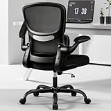 BESTFAIR Home Office Desk Chair, Ergonomic Office Chair with Lumbar Support and Adjustable Armrests, Office Chair, Breathable Mesh Mid Back Computer Chair, Modern Comfy Desk Chair