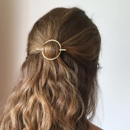 HSIXHAF 1 pcs Kreis Haarspange Hohl Rund Gold Haarklammer Haarnadel Minimalistische Bobby Pin Rost- und korrosionsbeständige Haarnadel aus Legierung für Gilrs und Frauen, Mit Samtbeutel