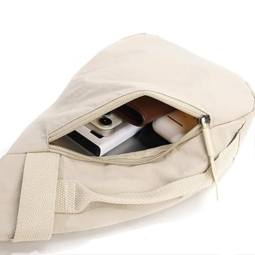 Image of Sling Bag Crossbody Backpack with Single Shoulder Strap and Zipper Closure, Beige