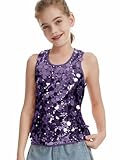 CharmWM Girls Sequin Top Sleeveless Sparkly Tank Top Dance Vest Glitter Cocktail Party Shiny Club Night Purple