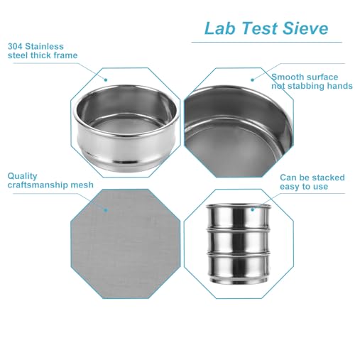 Loyorty LYUS-SIEVES-3PCS--231120 3 Pcs 304 Stainless Steel Test Sieves, 200 Mesh 0.074Mm + #80 Mesh 0.18Mm +#60 Mesh 0.28Mm Aperture Lab Standard Test Sieve thumb #3