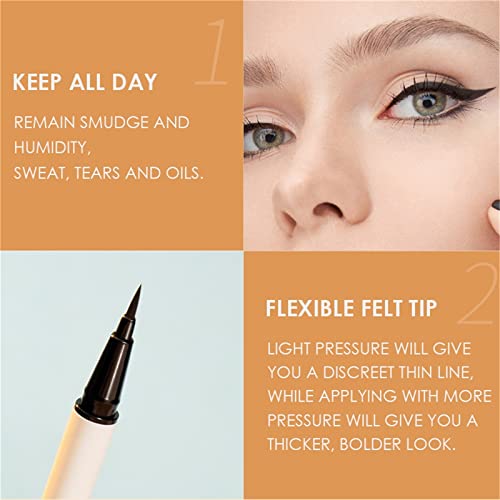 Focallure Superfine Black Liquid Eyeliner Pencil,Smooth Touch & Quick Dry Eye Liner Pen,Long Lasting Waterproof Eyeliner Makeup #TOP2