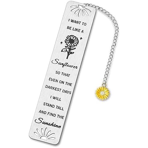 Sunflower Gifts for Women Girls, Kaluofan Inspirational Bookmarks with Sunflower Chain, Book Markers for Reading, Back to School Coming of Age Gifts, Graduation Gifts, Christmas Stocking Stuffers Cover