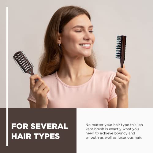 Spornette Ion Fusion Vent Brush, Tipped Nylon Bristles - For Blowouts, Blow Drying, Styling, Volumizing & Detangling Medium To Long Hair - All Hair Types For Men, Women And Children #TOP4