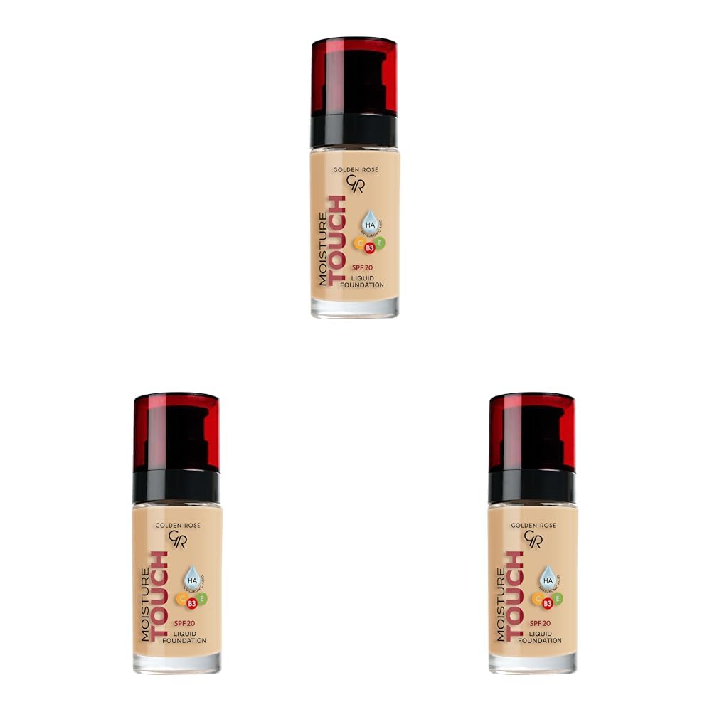 Golden Rose Moisture Touch Foundation No: 113 - Hyaluronik Asitli Nemlendirici Fondöten SPF 20-30 ml (3 paketi)
