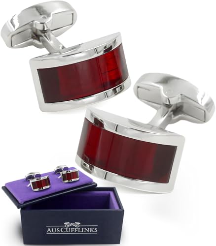 Ruby Stone Red Cufflinks | Wedding Anniversary | Cuff Links Gift for Men | 40th Ruby Anniversary Husband Present2