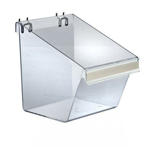 Azar Displays 556128 Slatwall/Pegboard Display Bucket with C-Channel, Large (Pack of 4)