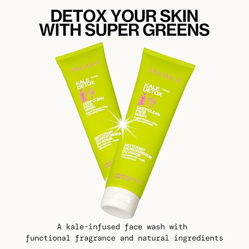 Pacifica Kale Detox Face Wash for Oily & Acne-Prone Skin, Deep Cleansing Facial Cleanser & Makeup Remover with Super Greens Kale, Seaweed & Clay, 5 fl oz –Clean Beauty, Vegan & Cruelty-Free