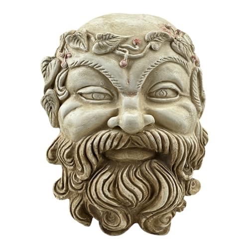 Satyr Pan Faunus Mask Sculpture – Greek Roman Mythology Wall Art | Handmade Cast Stone | Museum Replica 7.9 in
