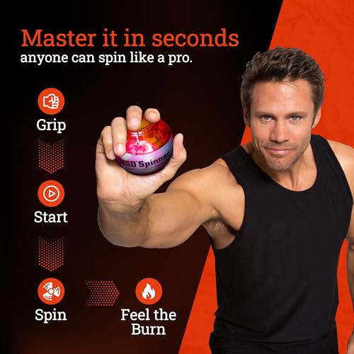 Image of NSD Essential Crystal Spinner Gyro Ball | Grip Strengthener for Forearms, Wrist & Hands | String Start Design, Up to 18,000 RPM | Portable Wrist Trainer & Workout Equipment | Ideal for Desk Workers, Athletes & Musicians