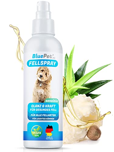 BluePet FellFein Fellspray Fellpflegespray Made in Germany – Zur leichten Kämmbarkeit, Entfilzung & Pflege des Fells bei Hunden & Katzen – Mit Aloe Vera, Shea-Butter & Jojobaöl = 100% Vegan