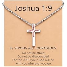 PINKDODO Baseball Bible Verse Cross Necklace for Boys, 18Inch Cross Chain Christmas Birthday Gifts for Boys