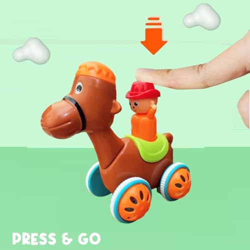 Image of ToyBharat Pressing Go Small Camel is a Multicolour Push N Go Gift Toy with Realistic Animal Design. Made in India with Safe, Non-Toxic Materials-Perfect for Indoor and Play for Kids Aged 1-6 Years.