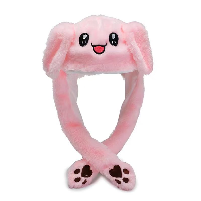 GWAWGFunny Plush Bunny Hat Ear Moving Jumping Rabbit Cute Animal Flap Cap Stitch Hat for Women Girls Children Party Holiday Halloween Easter Christmas Birthday Dressup Cosplay Costume Gift