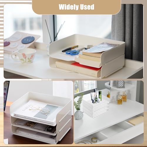 Schreibtisch Organizer und Lagerung, 4-Tier Papier Brief Tray Organizer, stapelbare weiße Desktop Organizer, Ablagefächer Stapelbar Bestellung für Dokumente,Papier, Buch Magazin Lagerung, Bürobedarf