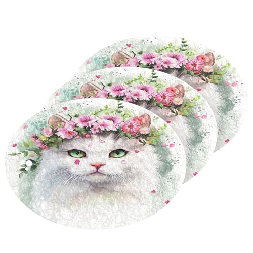 Kigai Flowers Cat Scrub Sponges Kitchen 3 Count, Non-Scratch Scrub Sponges Pop-up Cleaning Sponges for Washing Dishes Household Kitchen Bathroom