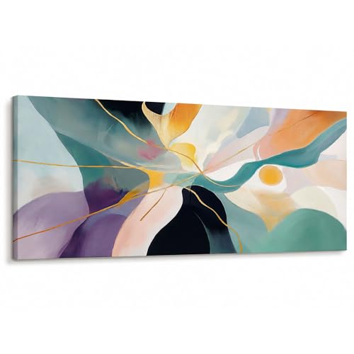 Lupia - Quadro moderno Canvas World ABSTRACT GALAXY, Stampa su Tela, Telaio in Fibra di Legno, effetto marmo, 52x122 cm, per soggiorno capezzale camera da letto, ufficio