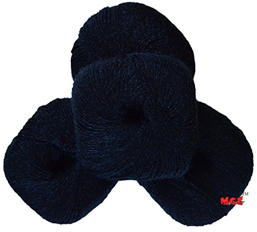 Image of M.G ENTERPRISE Enterprise Senorita Black (200 gm) Wool Hank Hand Knitting Wool /Art Craft Soft Fingering Crochet Hook Yarn, Needle Knitting Yarn Thread Dyed