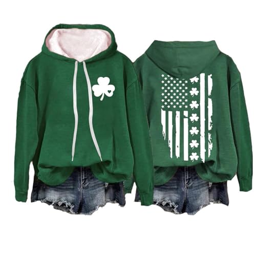 HUIFUAO Sweat-Shirt de la Saint-Patrick pour Femme col Rond Manches