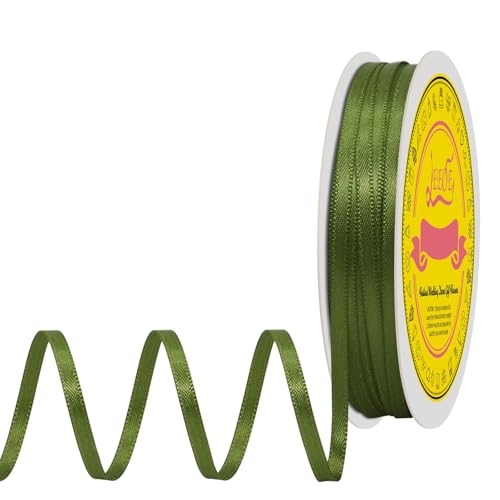 Image of Double Face Spring Moss Satin Thin Ribbon 1 /8 inch X 50 Yards Polyester Spring Moss Ribbon for Gift Wrapping Very Suitable for Weddings Party Hair Bow Invitation Decorations and More