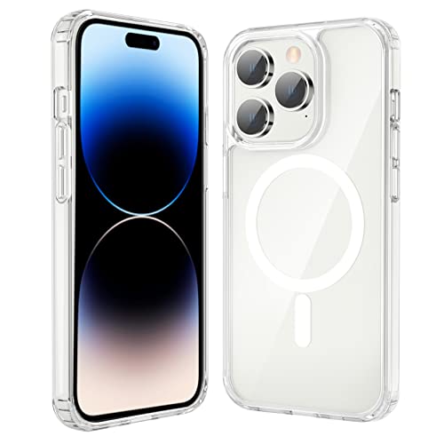 Lopnord Coque pour iPhone 14 Pro Transparente, Coque Magnétique pour iPhone 14 Pro avec Mag Safe, Protecteur Antichoc pour iPhone 14 Pro Coque de Téléphone 6,1'' Résistant aux Rayures Anti-Jaune Cover