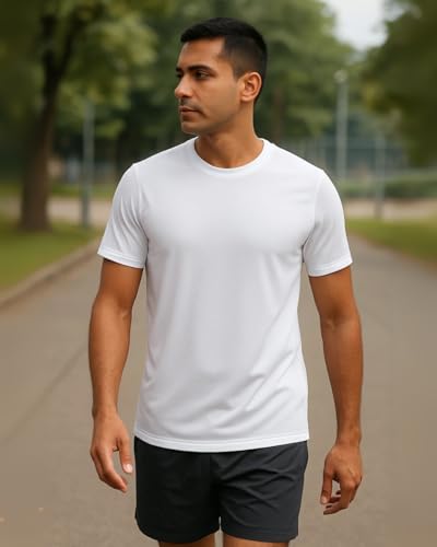 Image of Hangout Hub Men's Plain Tshirt | Solid |Dry Fit|| 100% Polyester 140 GSM |Regular Fit Tees |Teegar| Round Neck | Half Sleeves |Tshirts Pack of 1