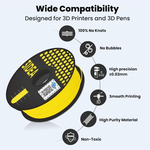 Image of 3Idea Premium PLA+ Yellow 3D Printer Filament 1.75mm Dimensional Accuracy + /- 0.03mm Net Weight- 1 KG