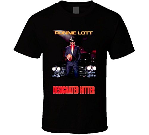 Retro San Francisco Football Ronnie Lott Designated Hitter Back Print T Shirt 2XL Black