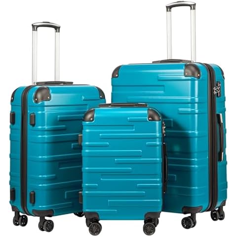 COOLIFE 3 Piece Hard Shell Suitcase Set Cover