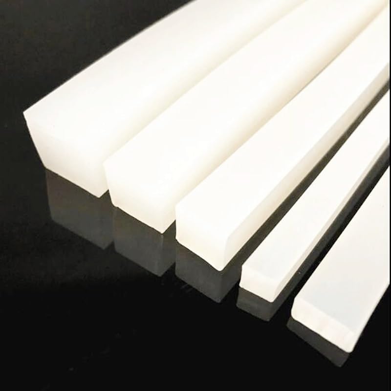 1 m Silikonplatten-Hardware, Dichtungsstreifen aus massivem Silikonkautschuk, weißer quadratischer Silikonstab, hochtemperaturbeständig, rutschfest und wasserdicht(20mm x 30mm)