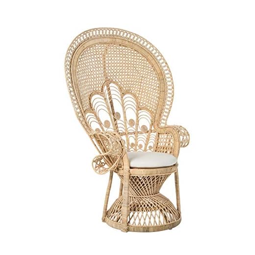 KOUBOO Rattan with Seat Cushion, Natural Color Lady Peacock Lounge Chair, Light Brown