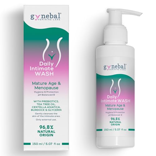 GYNEBAL - Jabon Intimo Mujer Menopausia - PH 8 - PURIFICANTE con Arbol de Te + Prebiotico - Gel Higiene Intima que previene la Sequedad Vaginal – 150 ml