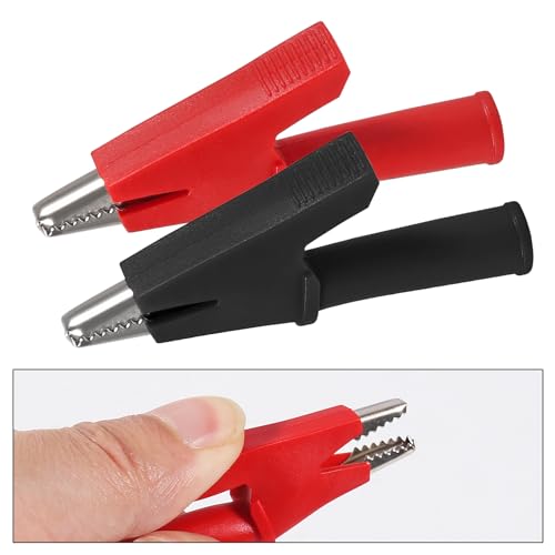 Image of 6 Pairs Alligator Clips Crocodile Clamps Electrical Crocodile Clip Kit Electrical Test Kit with Protective Insulation Cover 30A (6 Red +6 Black)