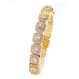 AAA Zircon Gold-Plated Tennis Bracelet, 8 Inches Copper Chain, Crystal Rhinestone Links, 56.6g Net Weight. Pulsera de tenis chapada en oro con circonita AAA, cadena de cobre de 8 pulgadas, eslabones con piedras de circonita cristalina, peso neto 56,6g (Golden, 8inch)