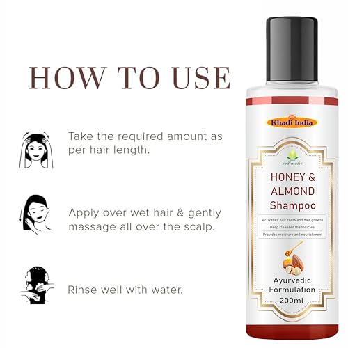 Image of Khadi Vedimatic Khadi Natural Honey & Almond Hair Shampoo for Controlling Hair Fall |Natural Shampoo for Healthy & Shiny Hair (Pack of 1, Honey Almond)