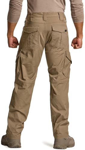 Image of CQR Men's Flex Ripstop Tactical Pants, Water Resistant Stretch Cargo Pants, Lightweight EDC Hiking Work Pants