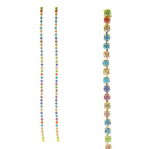 Rosemarie Collections Women's Crystal Rhinestone Extra Long Strand Shoulder Duster Drop Earrings (Multicolored Crystal Gold Tone/Single Strand) #TOP1