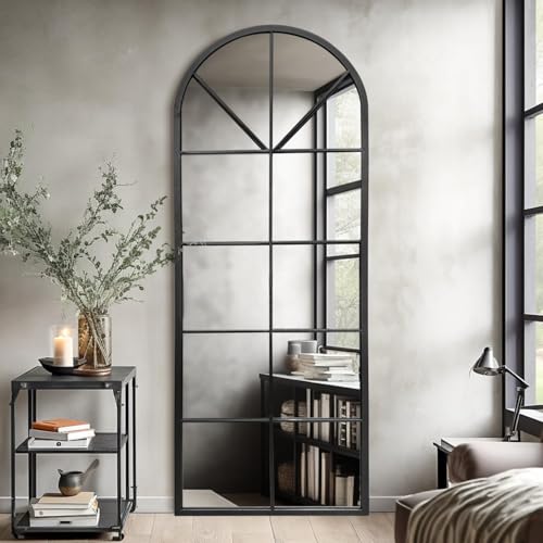 65" x22 Inch Floor Mirror Full Length - Arched Top Aluminum Frame...