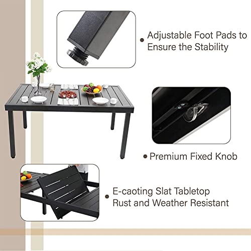 Mfstudio 9 Pcs Patio Dining Set With 8 Aluminum Sling Chair (Wooden Armrest) And 1 Expandable Table, Outdoor Furniture For 8 #TOP5