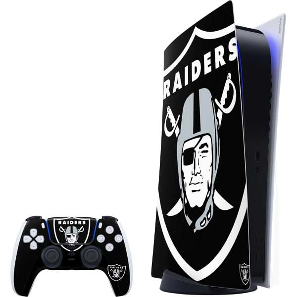 Skinit Decal Gaming Skin Compatible with PS5 Bundle - Officially Licensed NFL Las Vegas Raiders Large Logo Design
