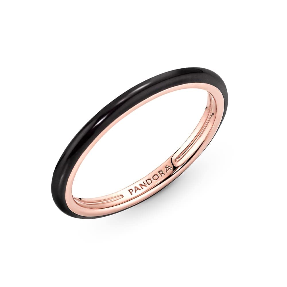 Pandora ME Ring, 14-karätig Roségold-vergoldet, mit schwarzer Emaille, 44