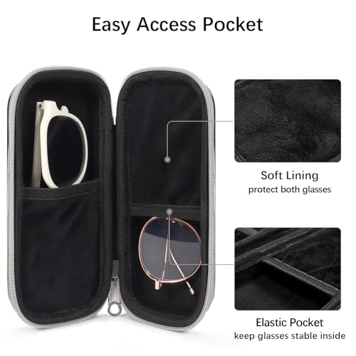 Image of Double Eyeglasses Case Hard Shell Dual Sunglasses Organizer with Zipper Closure Travel Eyewear Storage for Vehicle