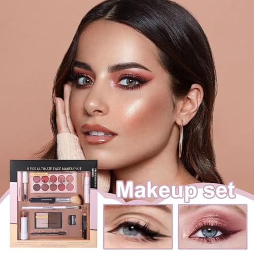 Jukeoiu Make-up Set für Anfänger | Make-up-Set für Damen Gesicht | 11-teiliges Mascara Concealer Lidschatten-Palette Lippenstift für Mädchen Teenager Weihnachten Geburtstag Hochzeit Party – Bild 3