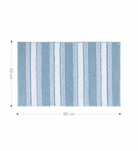 Image of Obsessions Soft & Plush Bath Mat | Quick Dry, Stain & Skid Resistant | Luxuriously Soft, Long Lasting Color | TPR Latex Backing, Size 50x80 cm, Aqua & Cream