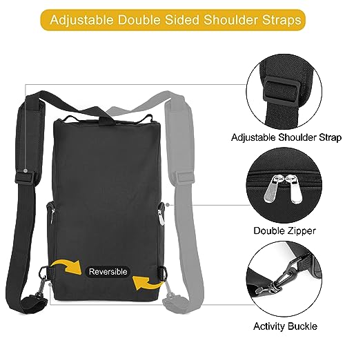 Tragbare schuhtasche Golf mit Schultergurten, Premium Fußball Schuhbeutel Soccer Shoe Bag mit 3 Reißverschluss-Taschen Geeignet für Herren, Damen, Jungen, Mädchen, Sport (Schwarz)
