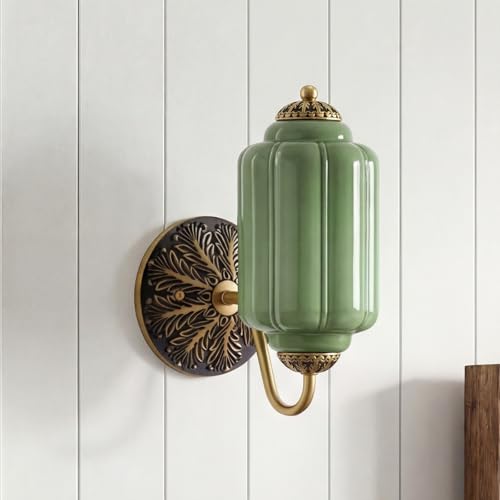 CKENSU Vintage Milk Green Glass Wall Sconce - Milk Glass