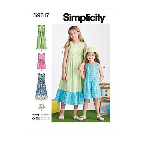 Simplicity SS9617K5 Child/Girl Dress K5 (7-8-10-12-14), Multicolor